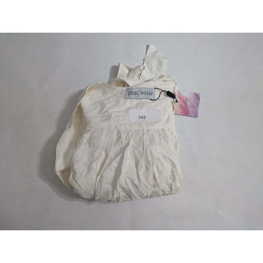 Chicwish Top Women's Small White Ivory Crop Top Tie Strap Blazer Wrapped NWT‎ - Picture 9 of 9